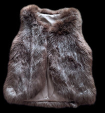Vintage Women s Faux Fur Vest Size 14 Brown Lined Hippie Boho 60s Flair