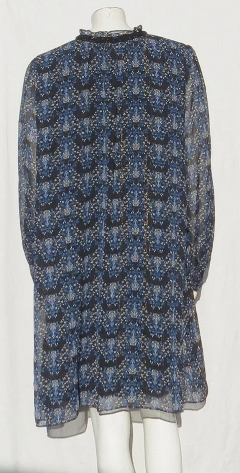 Vestido Blusa HD in PARIS Anthropologie US XL Negro Floral Cuello Alto Ojo de Cerradura Usado en Excelente Condición Foto 2 de 4