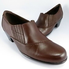 Clarks CHANNING Side-Zip Loafers Womens Size 7M Brown Leather Business Dress