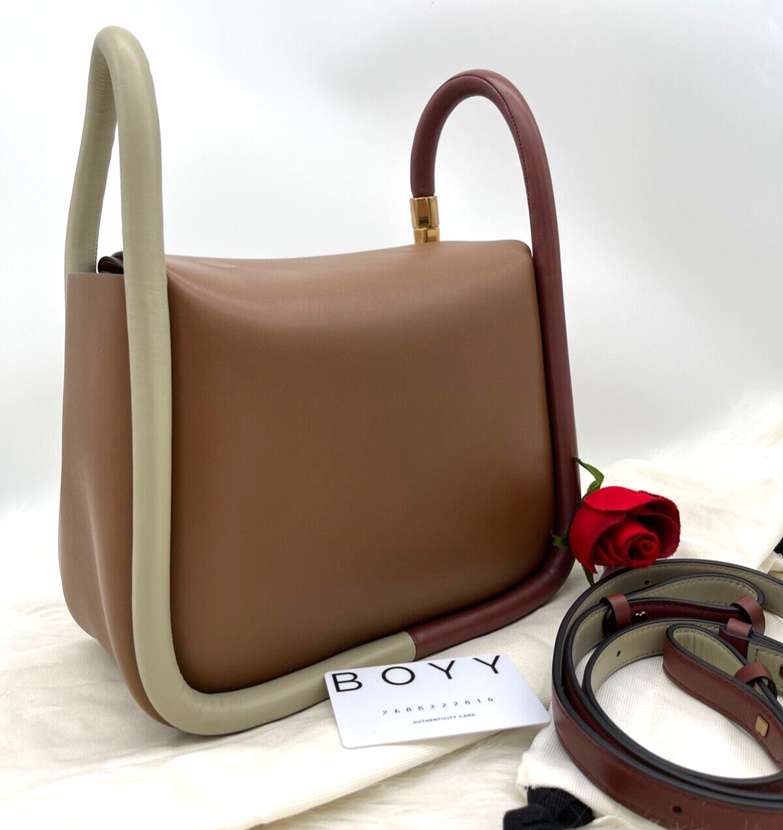 AUTH NWT$1250 Boyy Wonton 25 ColorBlock Top Handle Leather AUTH NWT$1250 Boyy Wonton 25 ColorBlock Top Handle Leather