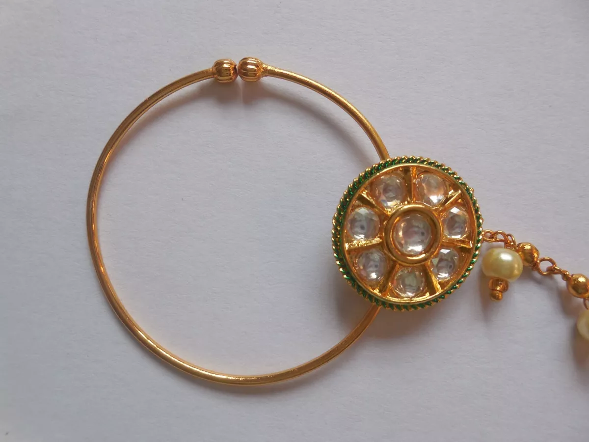 Kundan nose ring with on sale chain