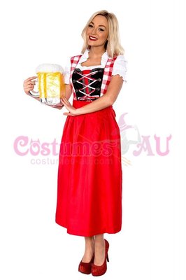 Oktoberfest Party Costume Women's Oktoberfest Beer Maid Costume - Gretchen German Wench Fancy Dress With Tags Beer Maid Fancy Dress - Foto 5