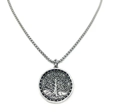 B.BéNI® Silver Men's Large Tree of Life Pendant 20"/24" Stainless Necklace USA! 