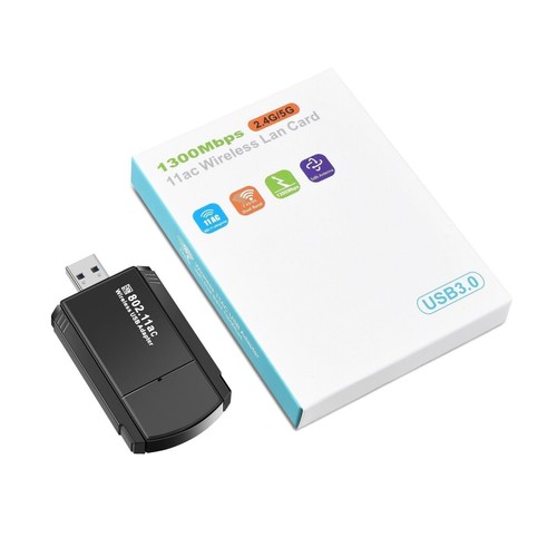 U-speed AC1300 USB 3.0 Bezprzewodowy adapter WIFI 1300 Mbps Dual Band 5Ghz Sieć - Zdjęcie 8 z 12