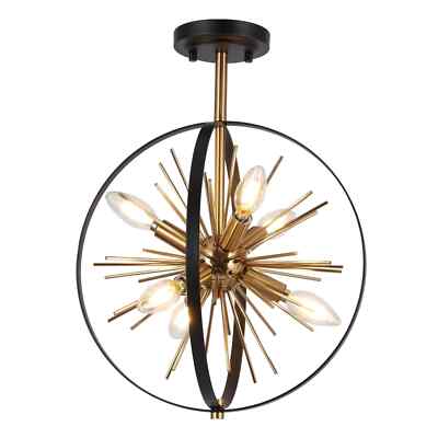 Mid Century 6-Light Sputnik Globe Semi-flush Mount Ceiling light Urchin Fixture