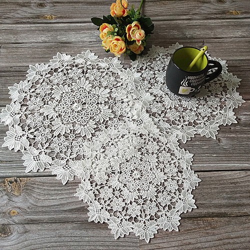 Round Lace Doily Hand Crochet Flower Placemat Handmade Coaster Mat 20/30/40CM - Picture 2 of 30