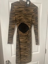 Gold and Black Dress, Size Medium, Brand New with Tags, Knee Length, Open Front