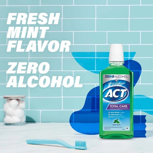 ACT Total Care Anticavity Fluoride Mouthwash with Zero Alcohol, 33.8 fl. oz. - Picture 6 of 9