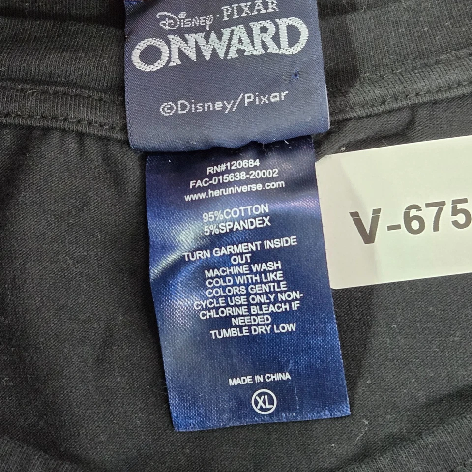 Disney Pixie Dusters Women Top XL Black Shirt Her Universe Logo Graphic V Neck - Image 3 of 4