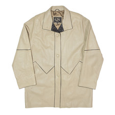 Guess Leather Look Jacket Cream Womens L