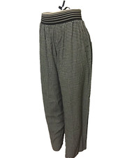 Women's retro wide pants Hippie pull on hight waist black relaxed fit Vintage M