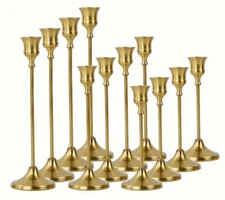 12Pcs/30Pcs Bronze/Black Taper Candle Holder Brass Gold Tall Candlestick Holders