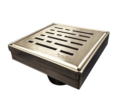 SereneDrains SS 4 Inch Square Brushed Gold Shower Drain Kit Floor Broken Lane