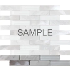 White Carrara Marble Stone Blend Metallic Aluminum Glass Mosaic Tile Backsplash