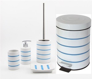 Nautica Blue Stripe Bathroom Accessory Set Soap Dispenser Tumbler Image Is Loading Nautica Blue Stripe Bathroom Accessory Set Soap Dispenser