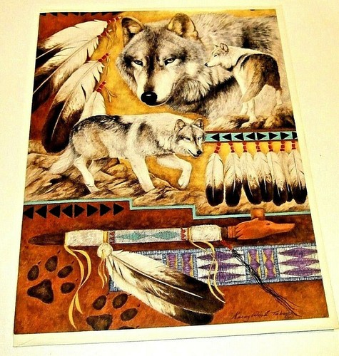 Two Blank Artistic Greeting Cards & Envelopes - EX-Large Wolves & Horses - NEW - Picture 3 of 6