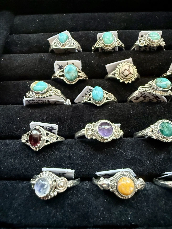 Lote de 19 anillos Danity de piedras preciosas genuinas estampados en plata de ley, nuevos Foto 3 de 4