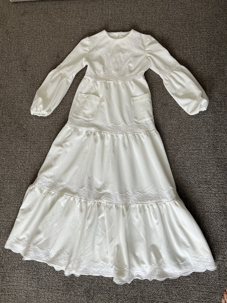 Vintage LDS Mormon Temple Dress Lace Detail Excellent Condition No  Tags