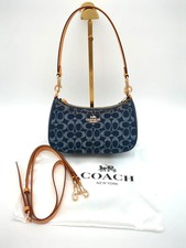 CAF82 Coach Denim/Natural Teri Shoulder Bag Signature Denim Outlet Products NWT
