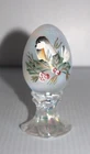 2003 FENTON IRIDESCENT EGG CHICKADEE HOLLY BERRY #704/1500  IN BOC