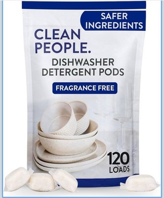 Clean People Dishwasher Pods - Cuts Grease & Rinses Sparkling 120 Count