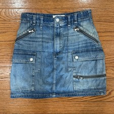 We The Free, Free People Womens Cargo Jean Skirt Size 25 Pockets Zippers