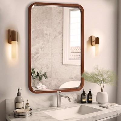 20x30 Inch Wood Mirror for Bathroom, Wooden Frame Wall Mirror Farmhouse Wall ...