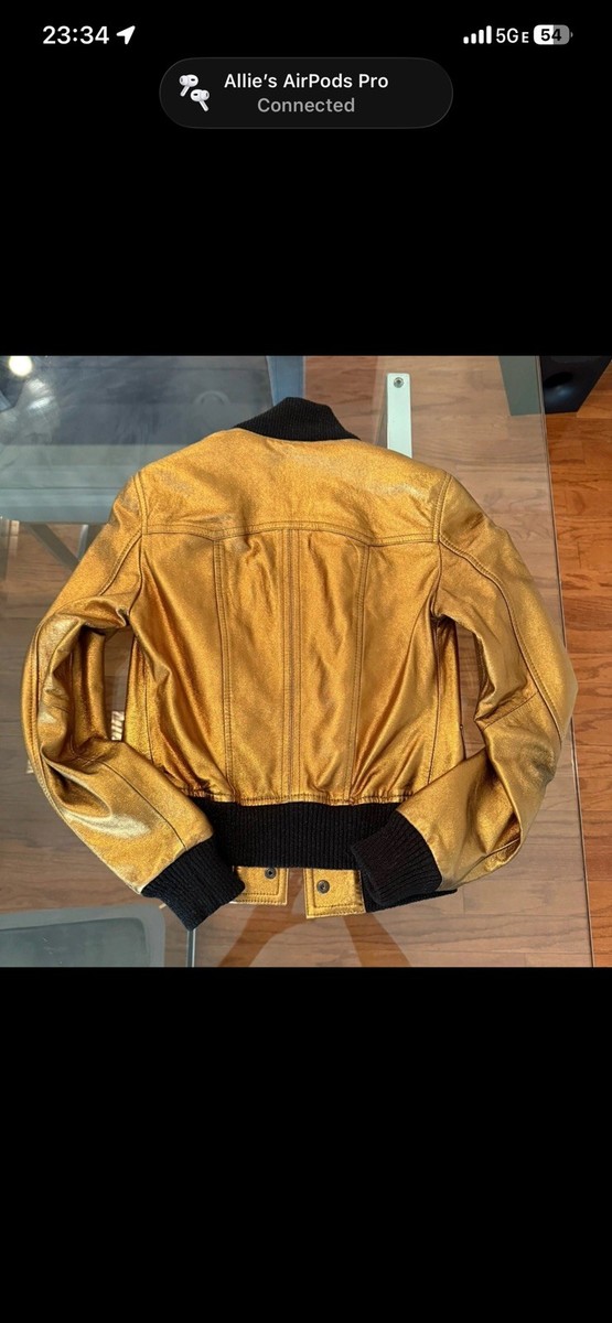 D&G Gold Leather Jacket Size 40