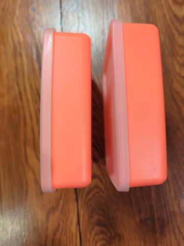 Vtg lot of 2 Tupperware Sandwich Orange Lunch Box 670-4 with lids 671-2 - Picture 2 of 3