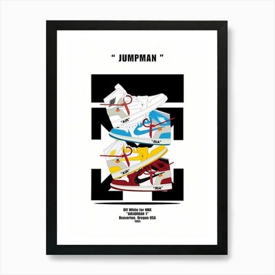 Jumpman - Off-White Air Jordan 1 - Gerahmtes Wandbild Poster Leinwanddruck Bild