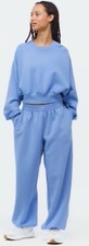 Adidas Women s Soft Lux Loose Pants Blue Fusion Medium NWT