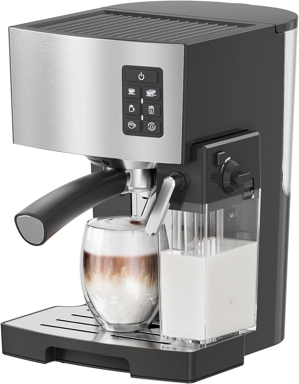 20Bar Cappuccino Machine with Automatic Frother - Stainless Steel Espresso Maker
