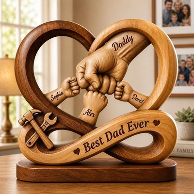 Personalized Dad Kids Hands Plaque, Acrylic Block Family Decor, Father s Day Gif