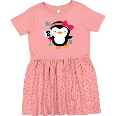 Inktastic 2nd Birthday Cute Penguin 2 Year Old Girl Toddler Dress Second Two Bow