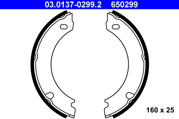 Rear ATE 03.0137-0299.2 Brake Shoe Set, parking brake for VOLVO