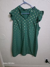 Shein Green Dress With Gold Polk A Dots Size 2x
