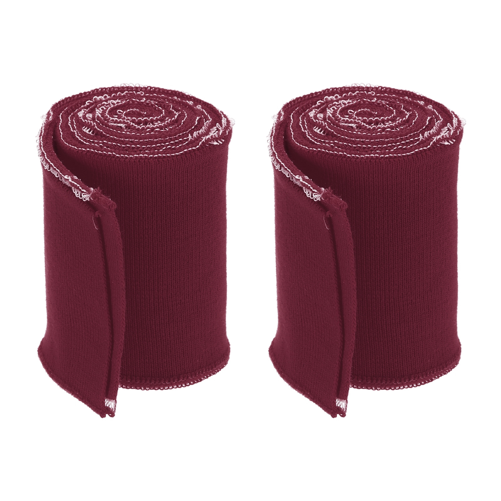 2Pcs 3x2.6ft Wine Red Knitted Ribbed Cotton Elastic Cuffs Fabric Trim