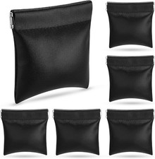 6 Pcs PU Squeeze Coin Purse, Black Pouch Change Holder, Waterproof