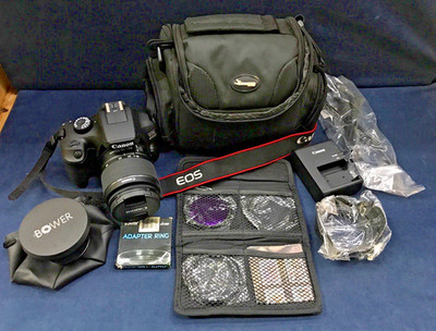 Canon EOS 4000D CAMERA BUNDLE w/EF-S 18-55mm & MACRO, extras Lens w/case