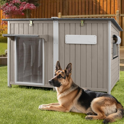 #ad #ad Petscosset 55quot;L Large Dog House for Outdoor with Adjustable Vent Window Gray $259.99