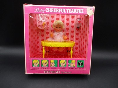 NRFB Vintage 1966 Mattel Baby Cheerful Tearful Doll FEED ME SET in Box