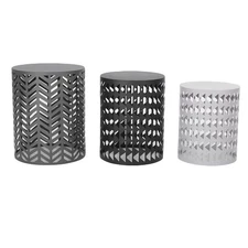 3PCS Garden Metal Stool Cylindrical Pad Stool Set Outdoor Terrace Decoration
