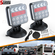 2X Wireless Trailer Lights Magnetic LED Tow Light Turn Signal Brake Reverse Stop