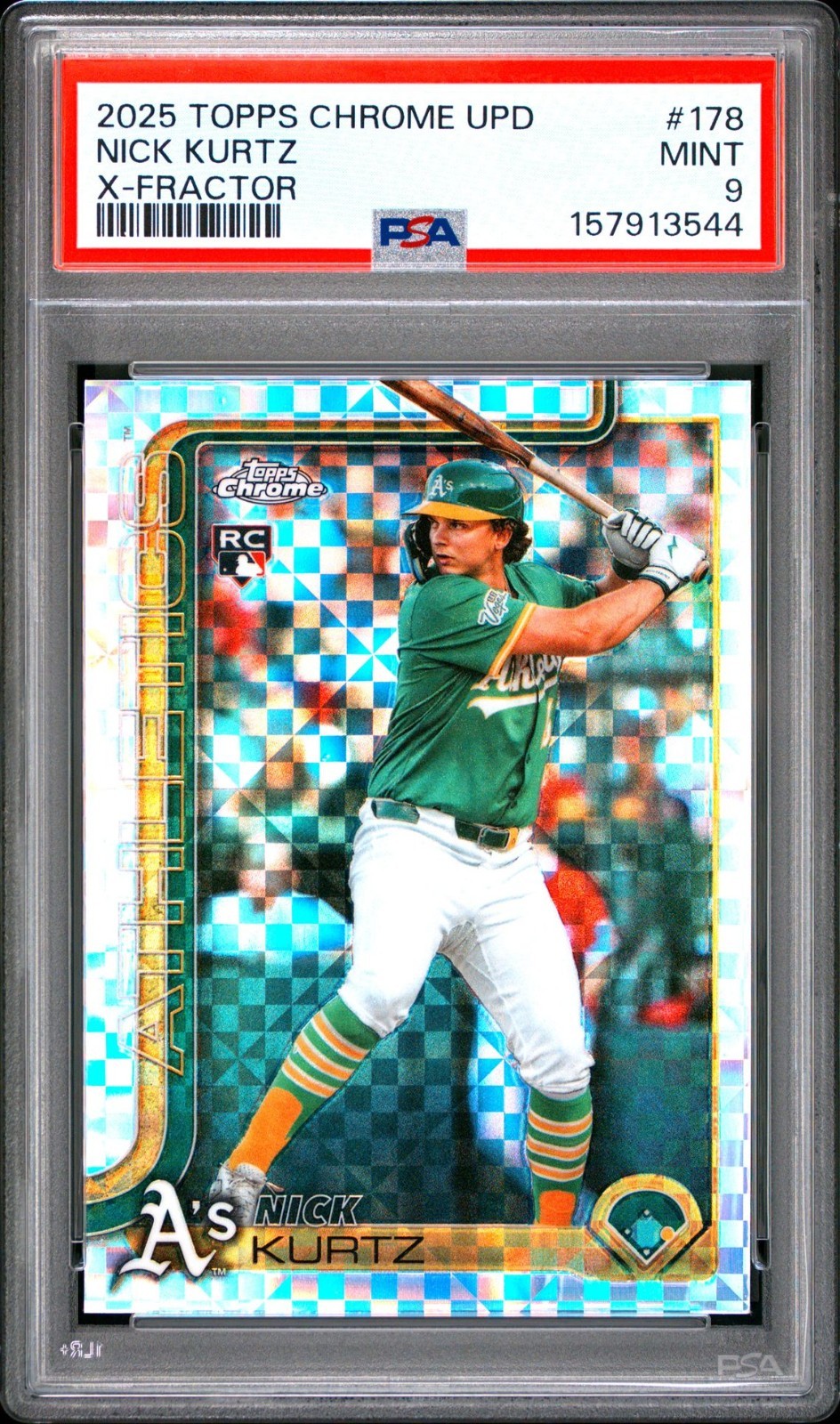 2025 Topps Chrome Update Nick Kurtz RC Xfractor Athletics Rookie #178 PSA 9 Mint