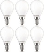 G45 Mini Globe Frosted LED Bulbs E14 4.5W 470lm Warm White 2700K Sylvania 6 Pack