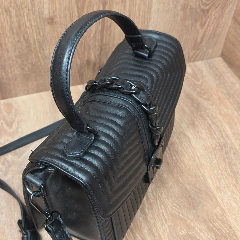 Bolso ALDO Jerilini con asa superior negro mediano bolso de hombro cartera cierre giratorio cosido Foto 4 de 4