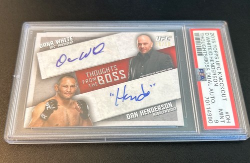 2015 Topps UFC Knockout Dana White Dan Henderson Dual AUTO /50 PSA 9