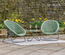 Faux Rattan Garden Furniture Patio Set - Includes a Table and 2 Foldaway Chairs