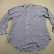 Polo Ralph Lauren Shirt Mens 16 Blue Checks Long Sleeve Button Front