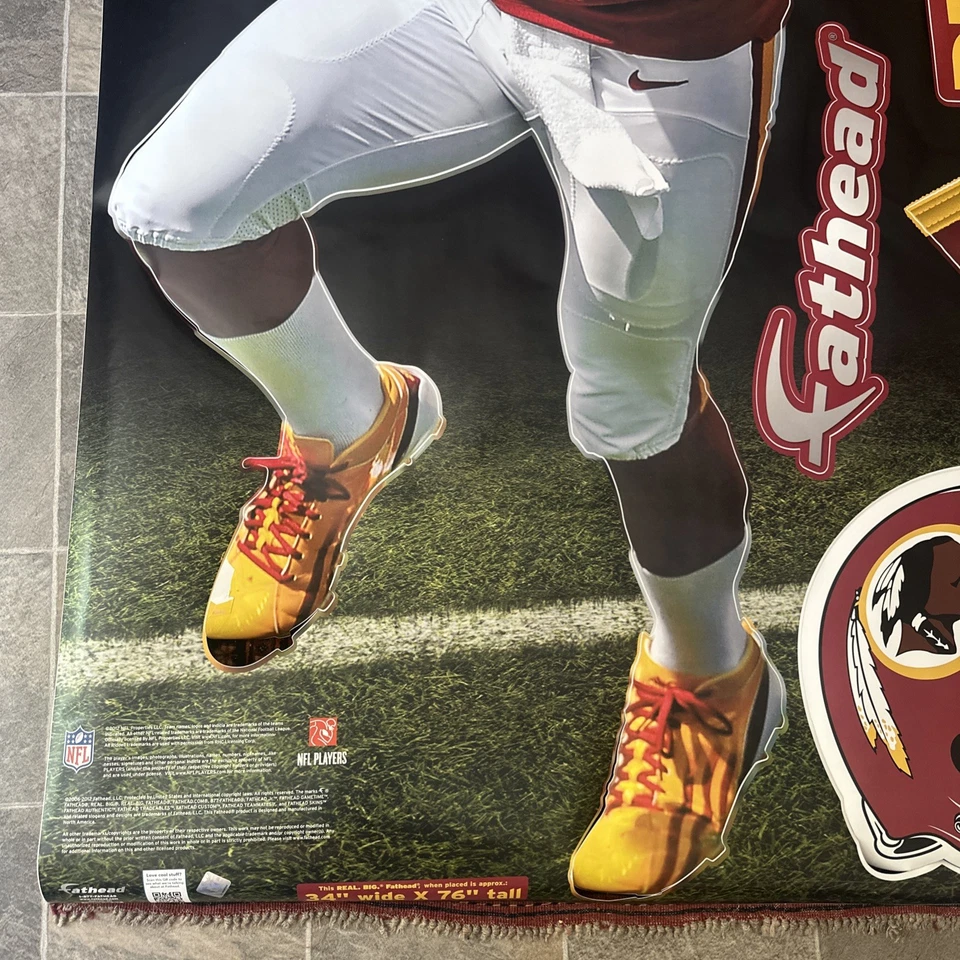 **RARO** Robert Griffin III RG3 enorme cabeza grasa 34”x76” Washington Redskins 2012  Foto 3 de 4